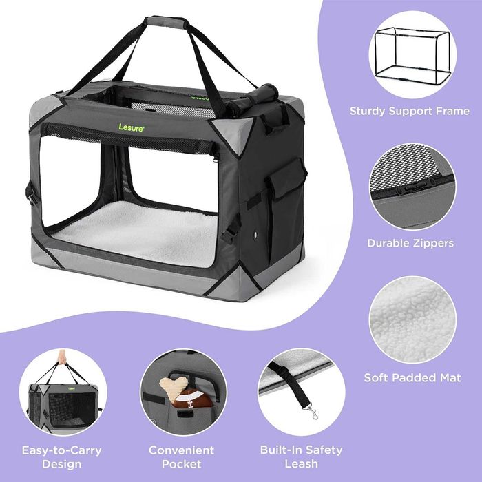 Transporter torba dla psa kota Lesure M 61x40x40cm Składany Szary
