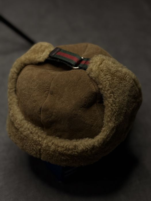 Кепка вушанка Gucci GG Shearling Earflap Cap-Тепла зимова бейсболка