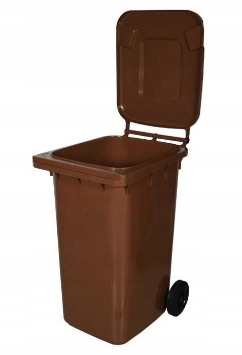 Pojemnik na Śmieci Odpady Pojemnik Kosz 240L Brąz BIO Segregacja Kubeł