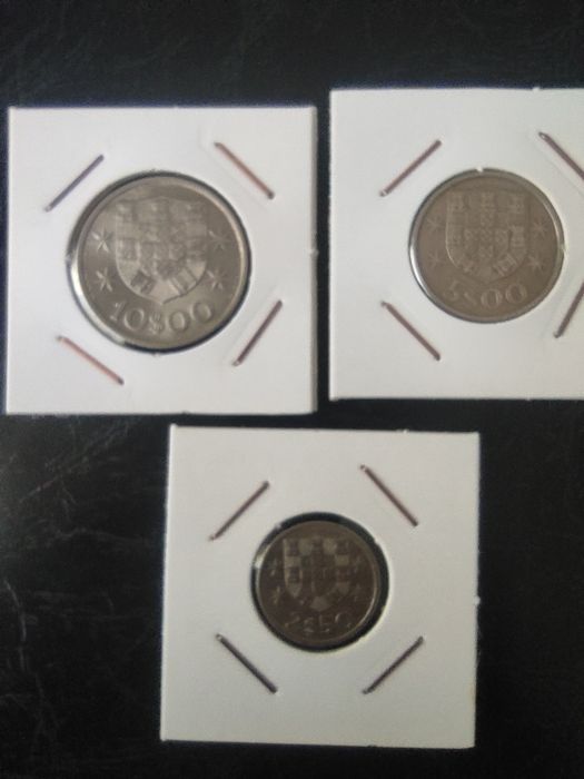 Conjunto de 3 moedas escudo 2,5€ 5$ 10$