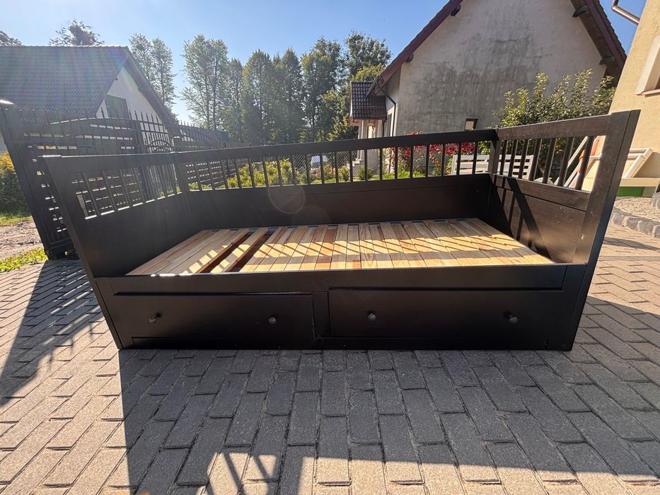 Rama leżanki IkEA z 2 szufladami, biały, 80x200 cm