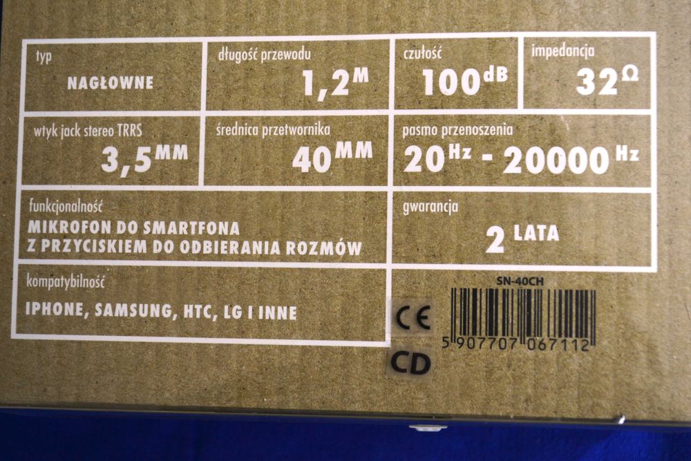 Słuchawki nauszne UNITRA SN-40 z mikrofonem - oryginał -