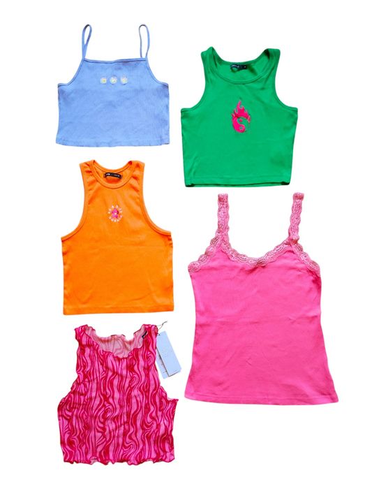 Zestaw 5 letnich topów 38 M bluzki na ramiączkach bez rękawów lato