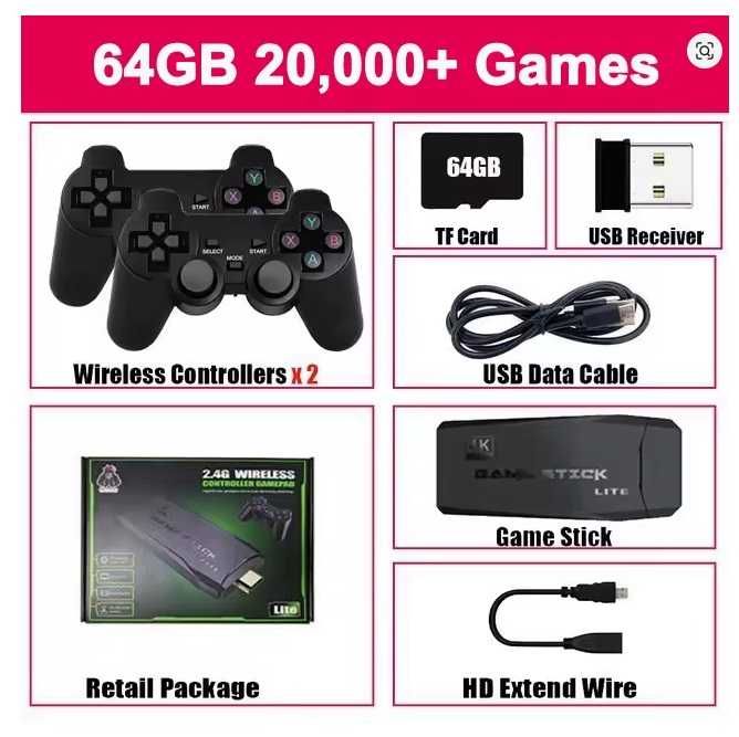 M8 4K Retro Game Stick - 64 GB pré-carregado com mais de 20.000 Jogos