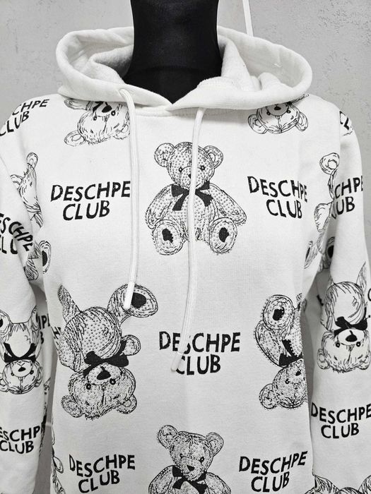 Bluza ocieplana, białe w misie, błyszcząca