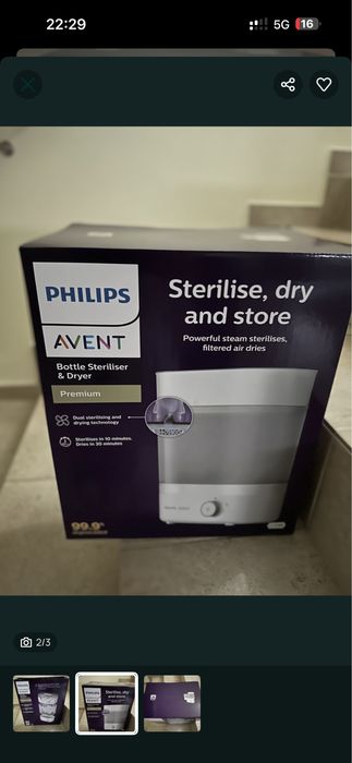 Esterilizador de biberões Philips com caixa