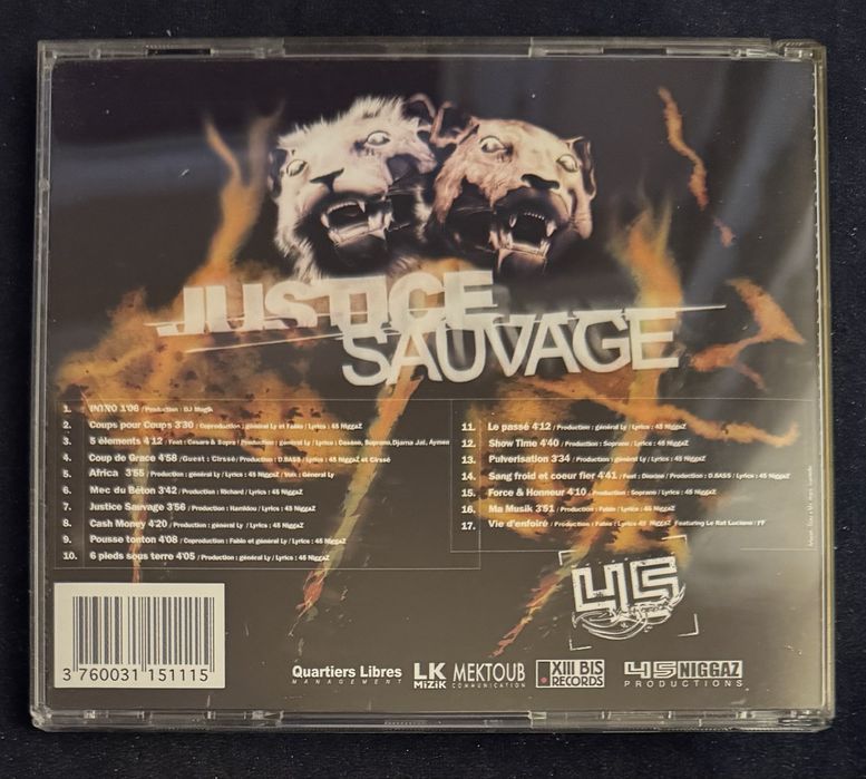 45 NIGGAZ - Justice Sauvage cd ( rap francuski )