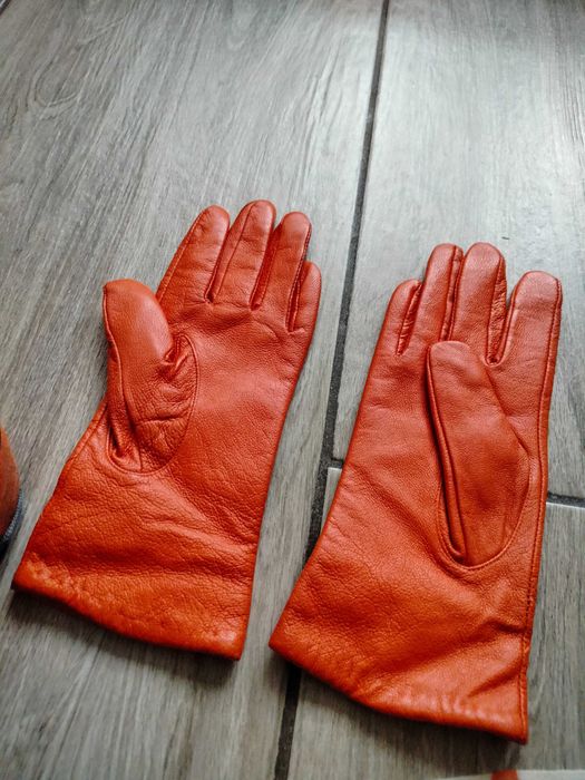 Pomarańczowy zestaw- rękawiczki i szal