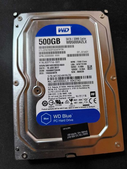 Western Digital 500GB HDD Hard Drive, 7200 RPM64550766451713120