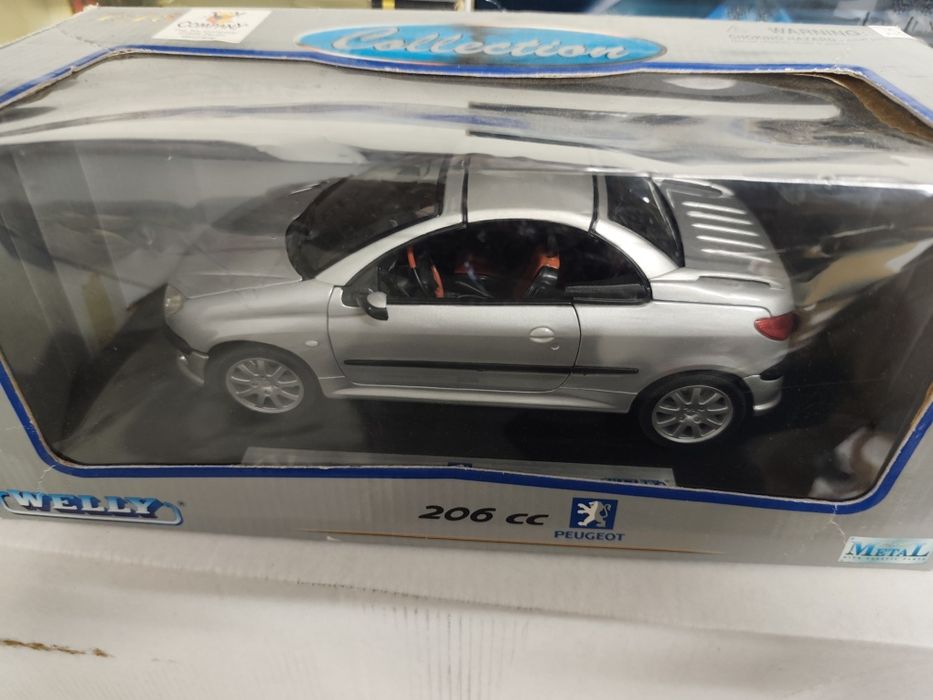 1/18 Peugeot 206 cabrio welly carro coleção miniatura