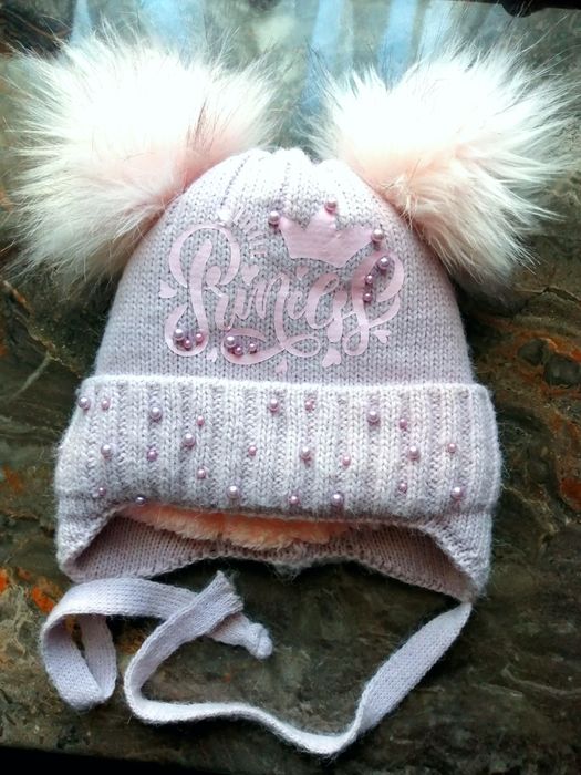 Класна теплюща шапочка для принцеси 50-52 р