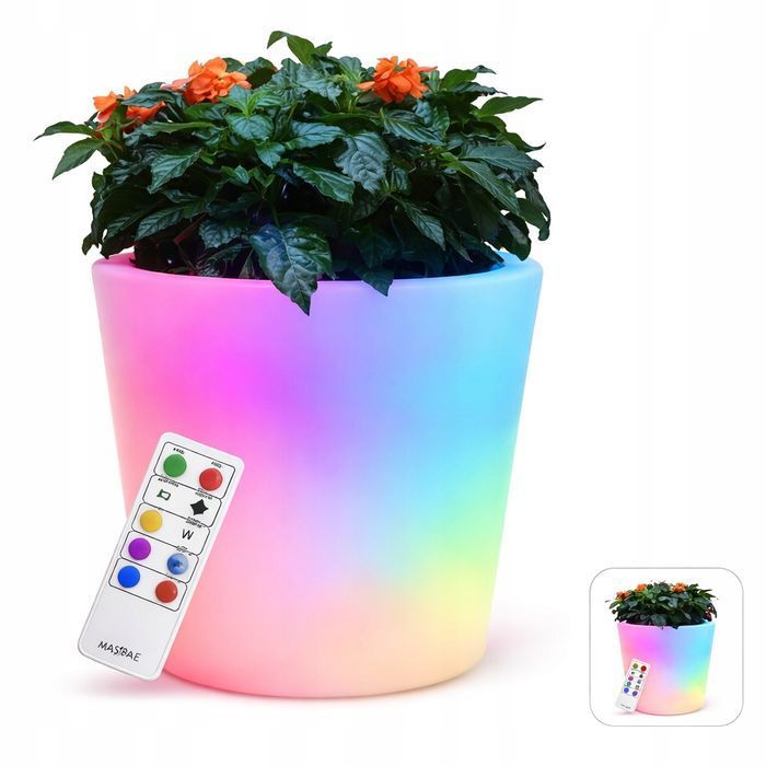 Doniczka LED MAXXMEE 28 cm RGB z pilotem dekoracyjna do ogrodu