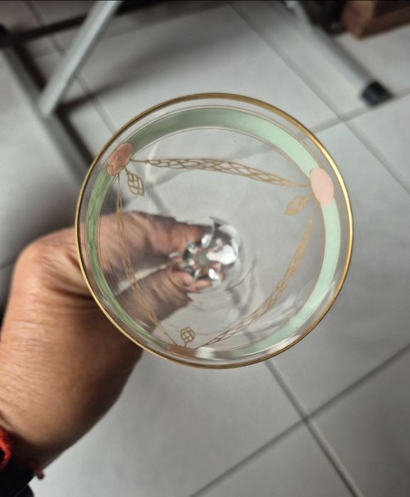 Copos de Cristal, antigos. Pintados à mão.