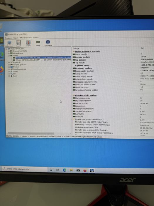 Komputer gamingowy  idealny na komunie ,Ryzen 3600, 32ddr4 3200 , rtx 4060ti z monitorem Acer