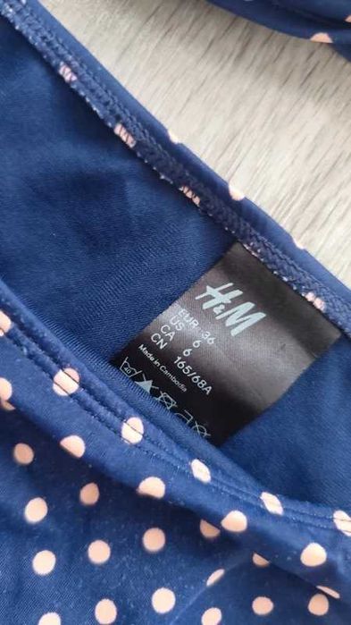 Strój kąpielowy groszki granatowy różowy h&M 36 S