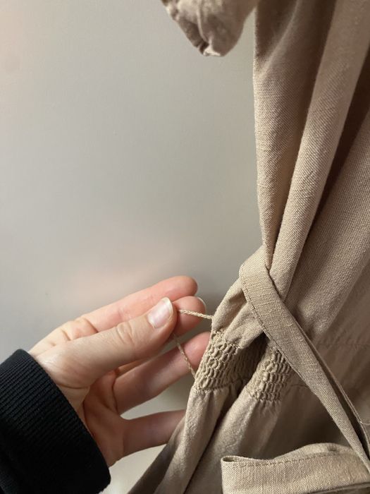 Sukienka midi wiązana w pasie len wiskoza