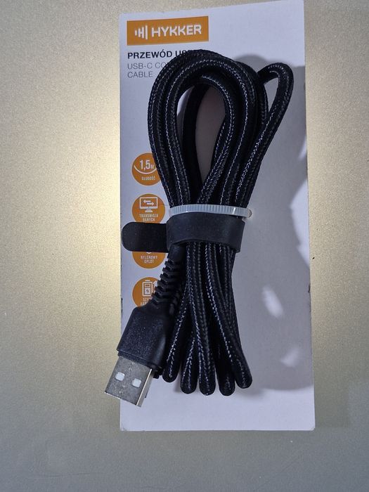 Kabel USB-A do USB-C Hykker 1.5 m Czarny Nylon