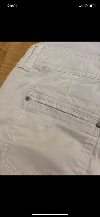H&M mama 36 spodnie capri białe ciążowe rybaczki