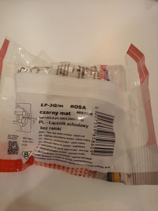 Przełącznik schodowy Rosa czarny mat