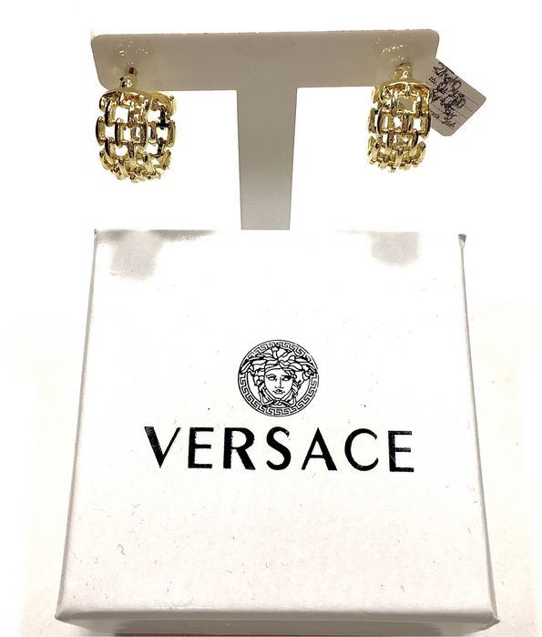 VERSACE złote damskie kolczyki z próbą•pozłacane ogniowo 14K