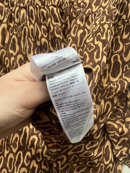 Długa/maxi zwiewna, brązowa sukienka we wzory; na lato; oversize