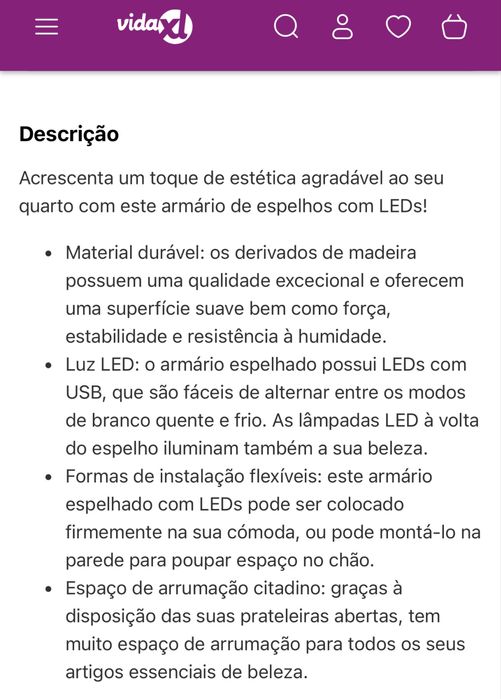 VidaXL Toucador c/luzes LED