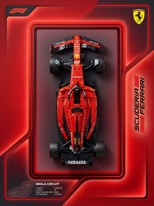 Aluminiowa ramka A1 do LEGO Technic Ferrari SF-24 F1 42207 + uchwyt 3D