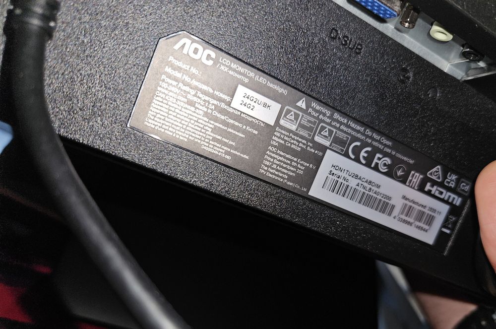 Monitor AOC 24G2U/BK 1ms, 144Hz, FreeSync