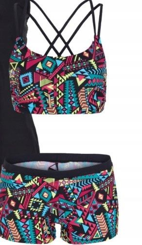B.P.C biustonosz kąpielowy bustier i szorty kolorowe we wzory 40.
