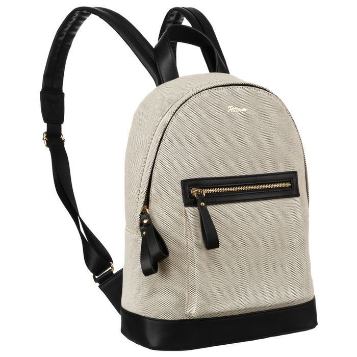 Plecak Damski PETERSON Miejski Skóra Tkanina PTN CAN-05 Beżowo-Czarny