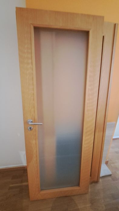 Portas interiores em faia  com vidro fosco duplas