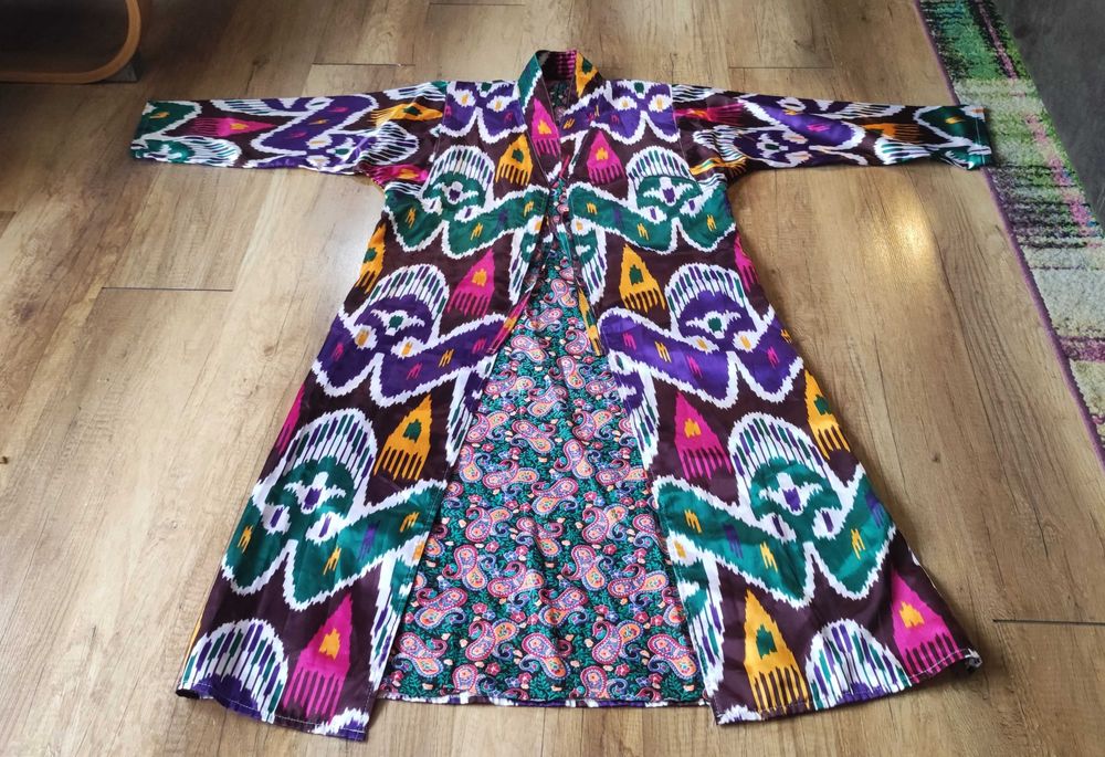 Kimono etno chapan Uzbekistan • płaszcz boho • psychedelic shaman coat