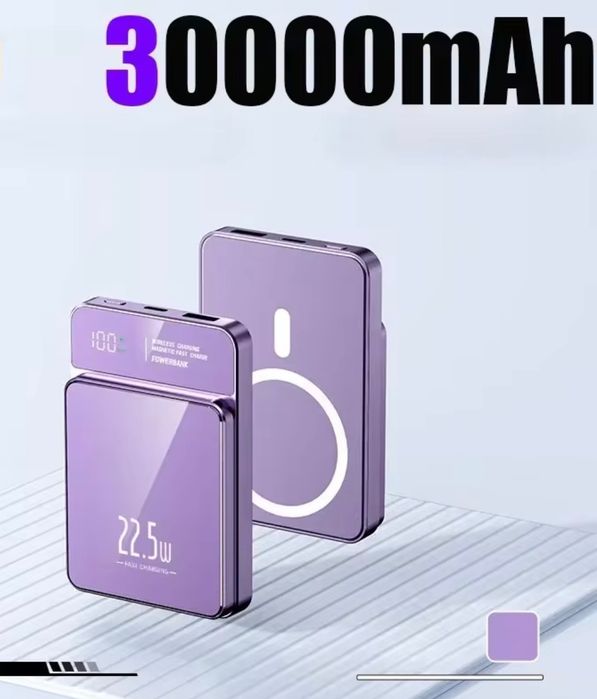 Power bank. Магнітна зарядка. 20000mAh. Фіолетовий