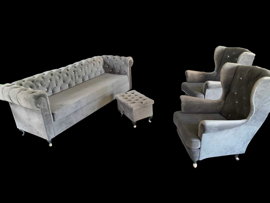 Chesterfield Sofa Trzyosobowa z Funkcją Spania