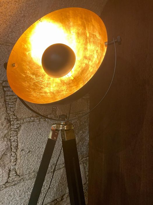 Candeeiro de Pé - EGLO Preto e Dourado | Vintage