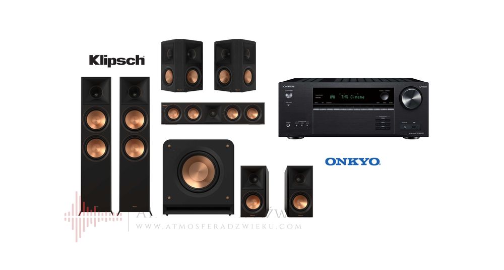 Klipsch RP-8000F II Kino domowe 7.1 Onkyo TX-NR6100 SKLEP RATY 30x0%