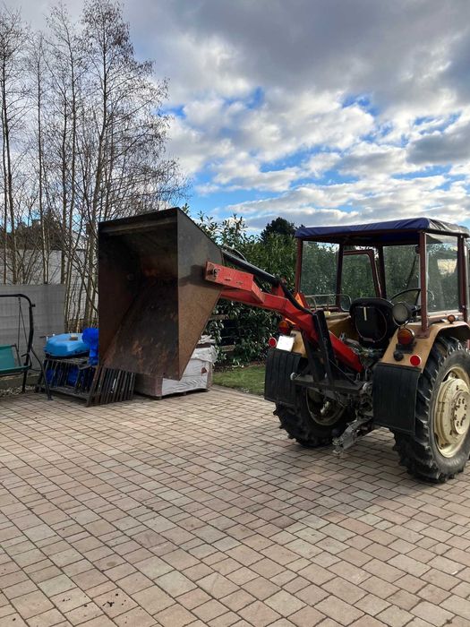 ładowacz na tył ciągnika TUZ, łyżka otwierana hydraulicznie