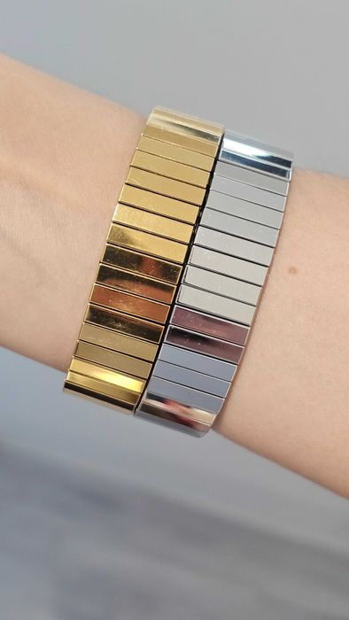 Pulseira Metálica Elástica Dourada e Prateada