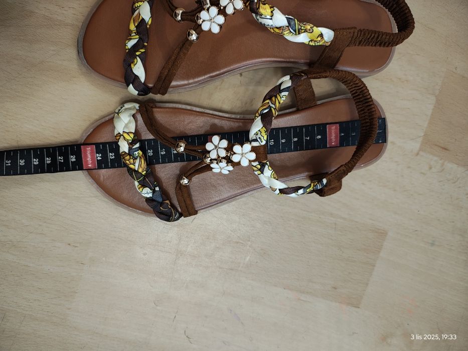 Sandały sandałki damski w stylu Boho z kwiatkami rozm. 39