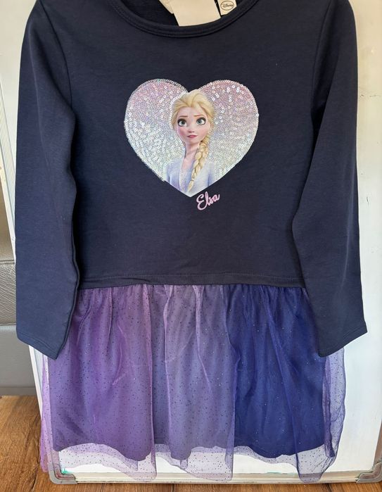 Elsa, Elza, Frozen, Kraina Lodu dresowa TIUL  cekiny NOWA 122 128