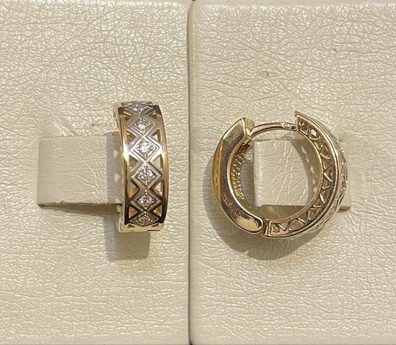 Золоті сережки 585 з натуральними діамантами (С9060)