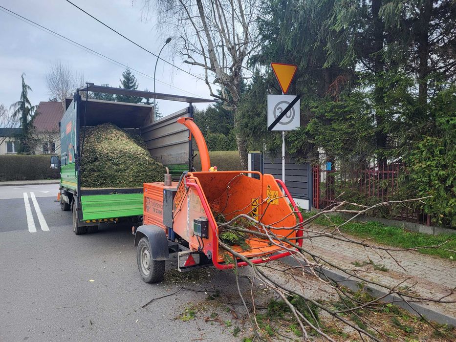 Wycinka drzew i krzewów, frezowanie pni, rębak, mulczer