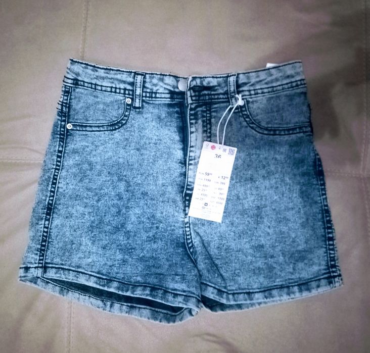 Джинсові шорти з завищеною талією, S/36,