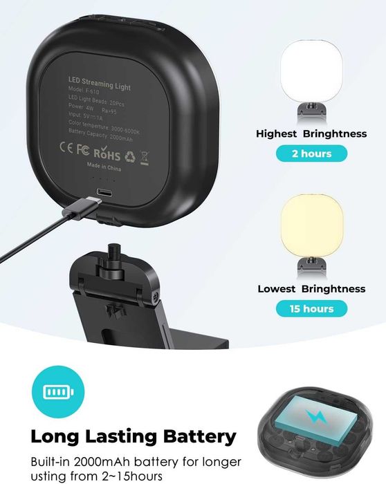 viozon F-610 Glow LED Streaming Light, Lampka do transmisji na żywo