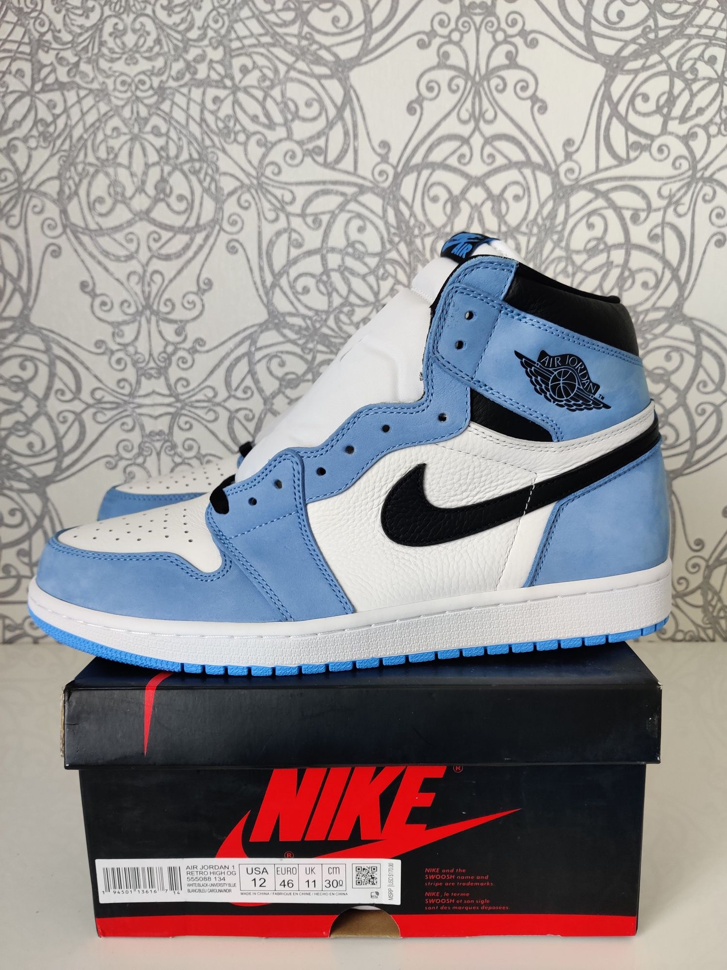 Jordan 1 blue hotsell white black name