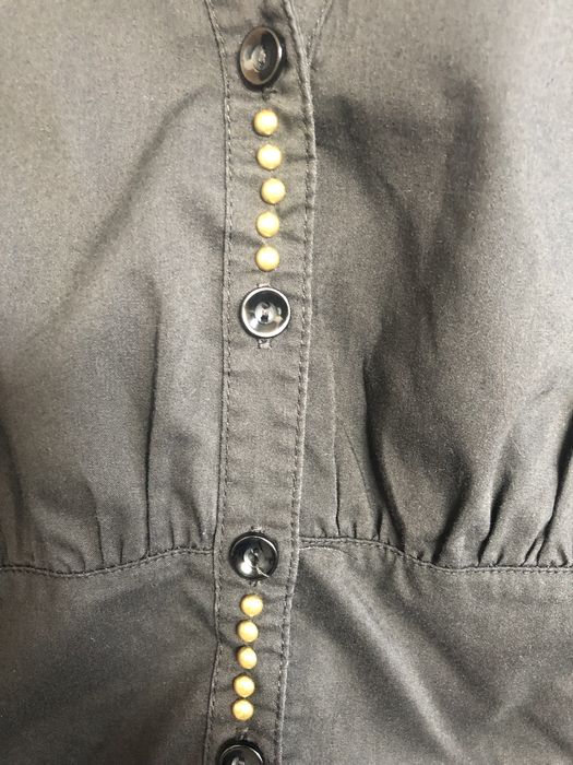 Czarna damska bluzka rozmiar L ozdobny kołnierzyk