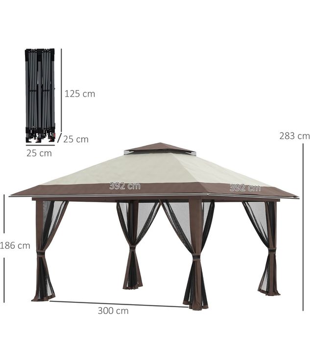 NOVO - Tenda Dobrável 4x4mts cor bege/castanho