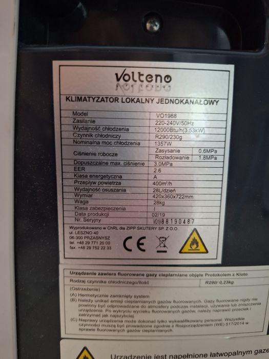 Klimatyzator  Volteno VO1988