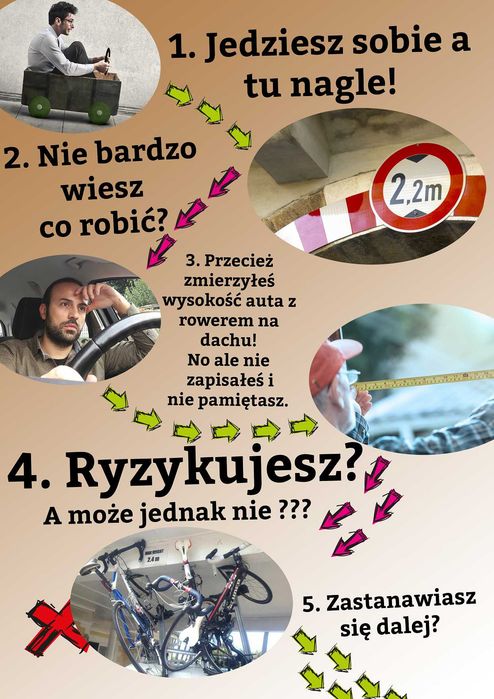 naklejka "Uwaga rower" - wysokość