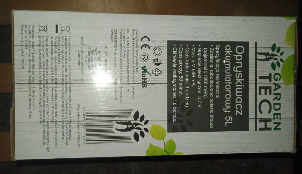 NOWY Akumulatorowy opryskiwacz 5l Techliner Gwarancja
